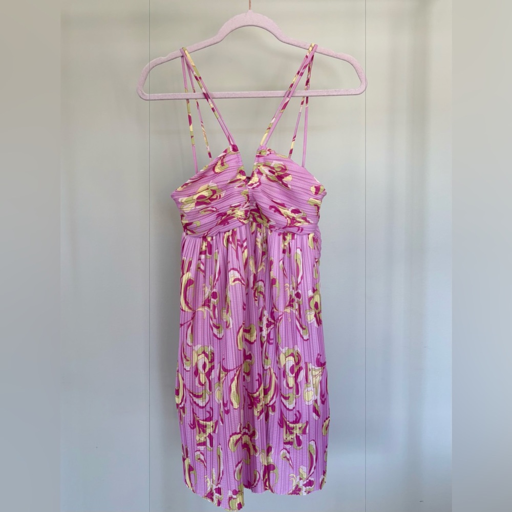 Zara Vibrant Pink Floral Strappy Mini Dress